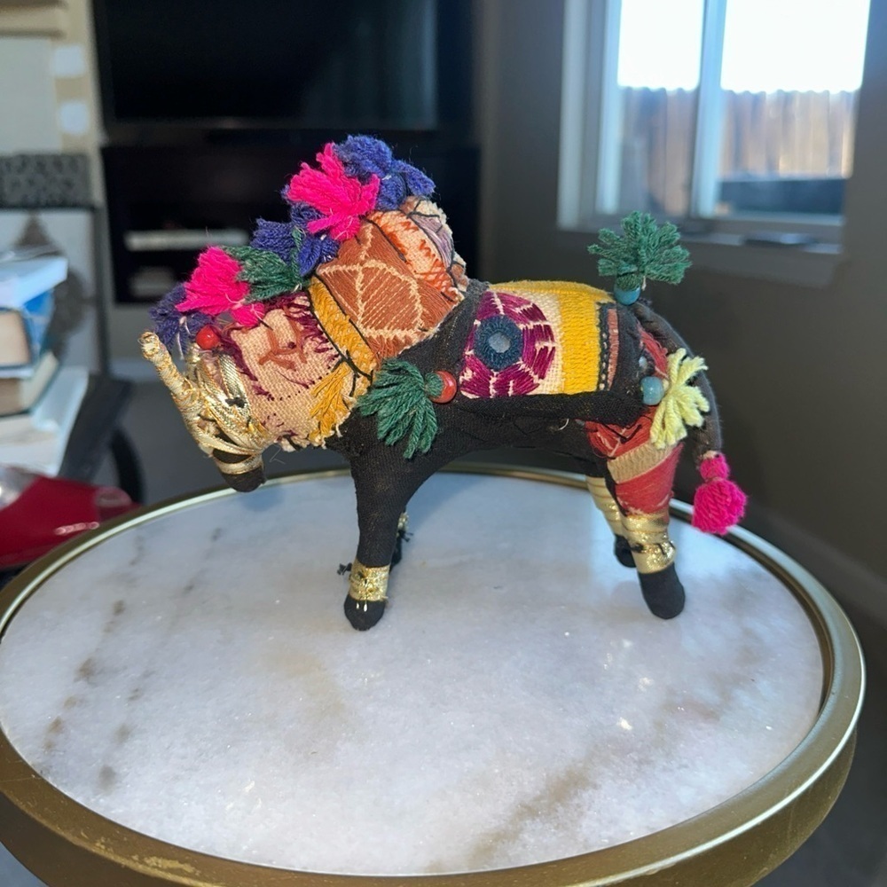 Vintage Rajasthani India Fabric Sculpture - Bull